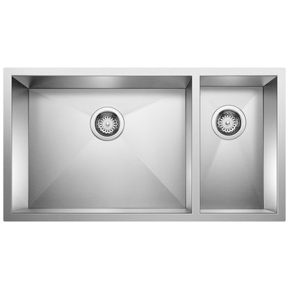 Precision R0 33" 70/30 Double Bowl Undermount Stainless Steel Kitchen Sink - 516213