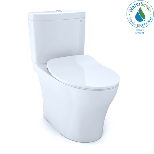 TOTO® Aquia® IV Two-Piece Elongated Dual Flush 1.28 and 0.9 GPF Toilet with CEFIONTECT® and SoftClose® Seat, WASHLET®+ Ready, Cotton White - MS446234CEMGN#01