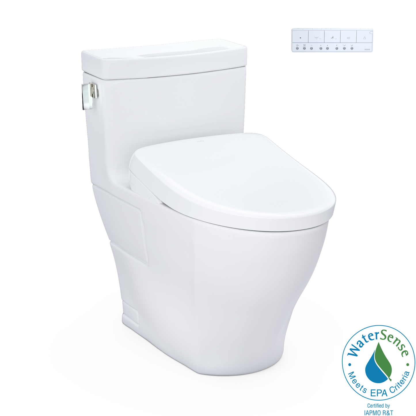 TOTO® WASHLET®+ Legato One-Piece Elongated 1.28 GPF Toilet and Contemporary WASHLET S7 Contemporary Bidet Seat, Cotton White - MW6244726CEFG#01