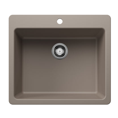 Liven Silgranit 25" Single Bowl Dual Mount Kitchen Sink - Anthracite - 443219