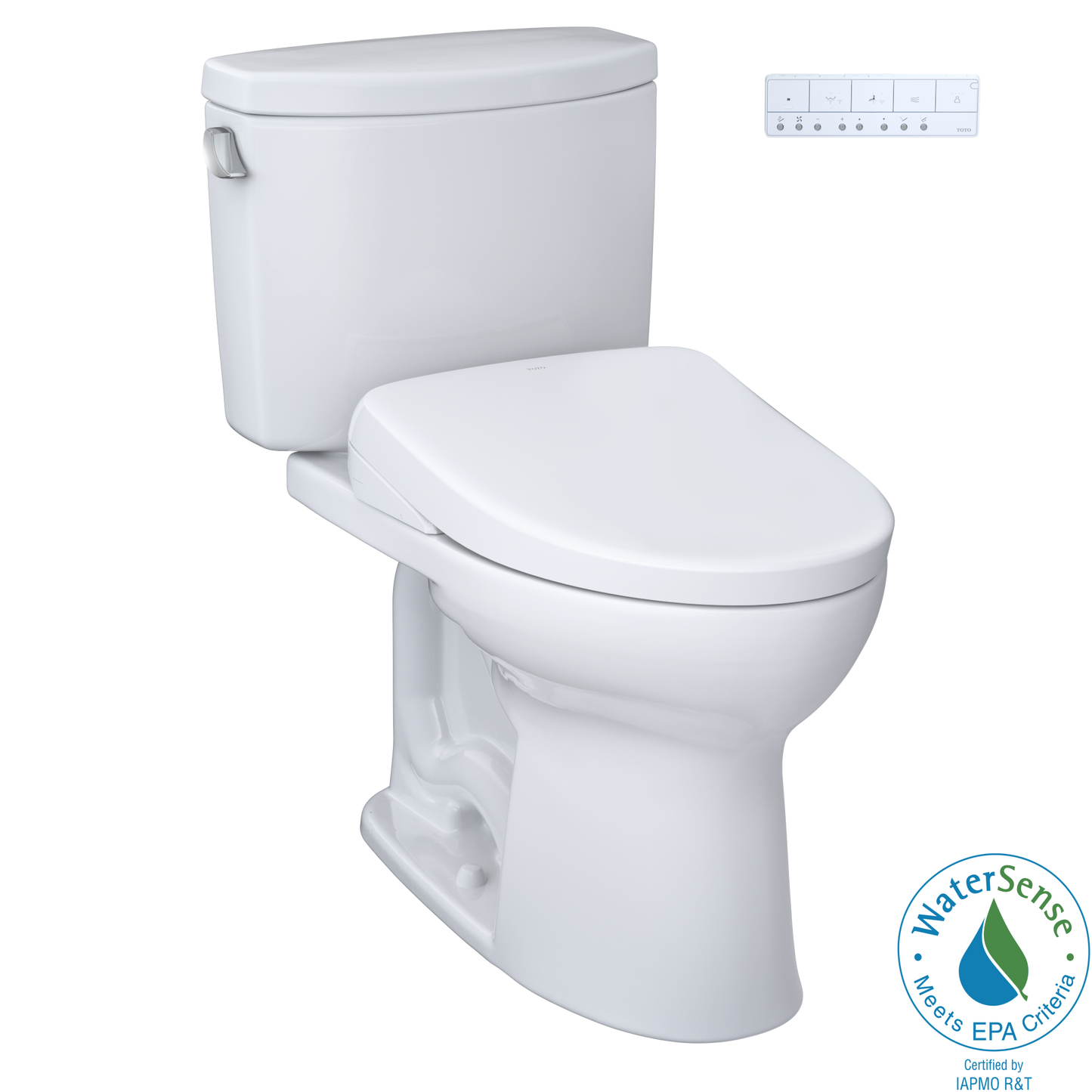 TOTO® WASHLET®+ Drake® II Two-Piece Elongated 1.28 GPF Toilet with Auto Flush WASHLET®+ S7A Contemporary Bidet Seat, Cotton White - MW4544736CEFGA#01