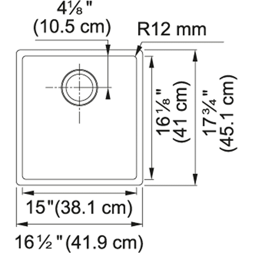 Franke Cube 16.5-in. x 18-in. 18 Gauge Stainless Steel Undermount Single Bowl Prep Sink - CUX11015