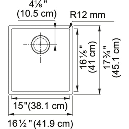 Franke Cube 16.5-in. x 18-in. 18 Gauge Stainless Steel Undermount Single Bowl Prep Sink - CUX11015