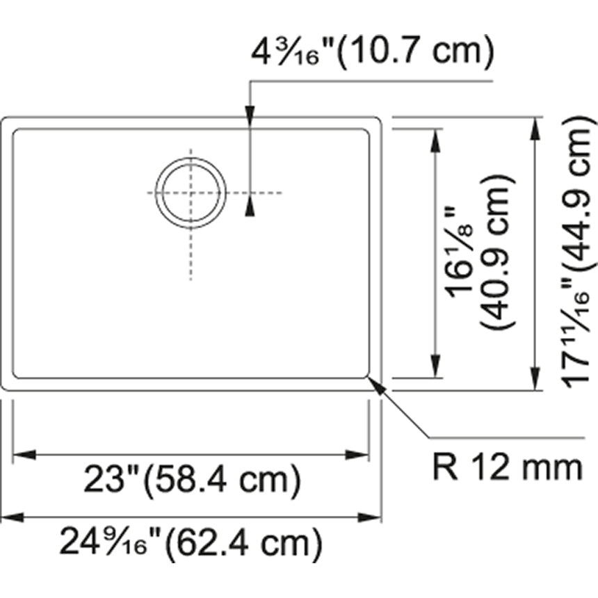 Franke Cube 24.5-in. x 17.6-in. 18 Gauge Stainless Steel Undermount Single Bowl Kitchen Sink - CUX11023