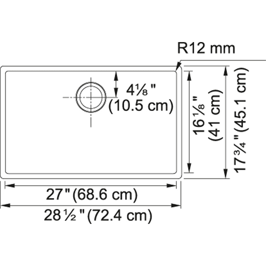 Franke Cube 28.5-in. x 17.7-in. 18 Gauge Stainless Steel Undermount Single Bowl Kitchen Sink - CUX11027