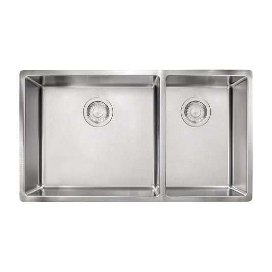 Franke Cube 31.5-in. x 17.7-in. 18 Gauge Stainless Steel Undermount Double Bowl Sink - CUX160
