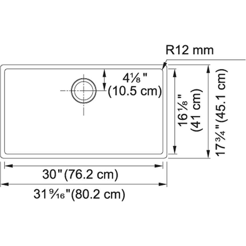 Franke Cube 31.5-in. x 17.7-in. 18 Gauge Stainless Steel Undermount Single Bowl Sink - CUX11030