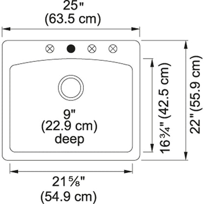 Franke Ellipse 25.0-in. x 22.0-in. Granite Dual Mount Single Bowl Kitchen Sink - ES25229-1