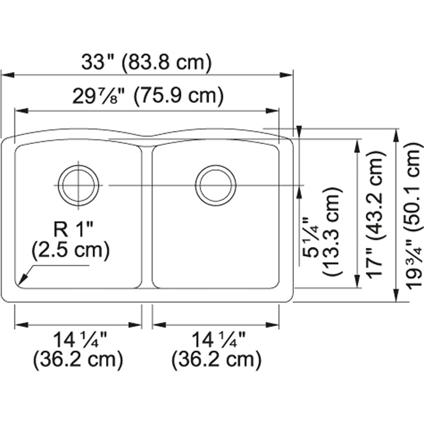 Franke Ellipse 33.0-in. x 19.7-in. Granite Undermount Double Bowl Kitchen Sink - ELG120