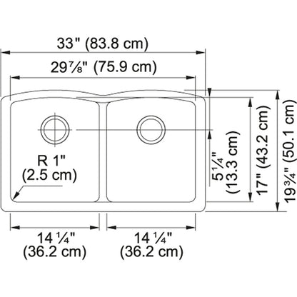 Franke Ellipse 33.0-in. x 19.7-in. Granite Undermount Double Bowl Kitchen Sink - ELG120