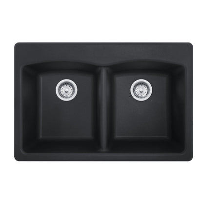 Franke Ellipse 33.0-in. x 22.0-in. Granite Dual Mount Double Bowl Kitchen Sink - ED33229-1