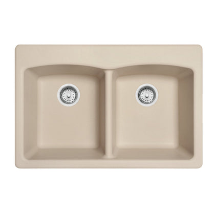 Franke Ellipse 33.0-in. x 22.0-in. Granite Dual Mount Double Bowl Kitchen Sink - ED33229-1