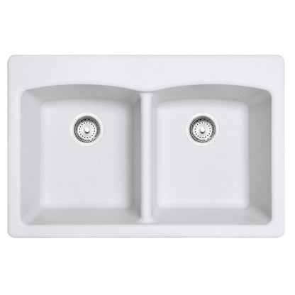 Franke Ellipse 33.0-in. x 22.0-in. Granite Dual Mount Double Bowl Kitchen Sink - ED33229-1