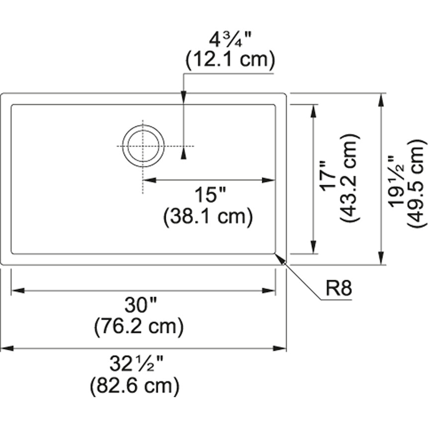 Franke Professional 2.0 32.5-in. x 19.5-in. 16 Gauge Stainless Steel Undermount Single Bowl Kitchen Sink -PS2X110-30