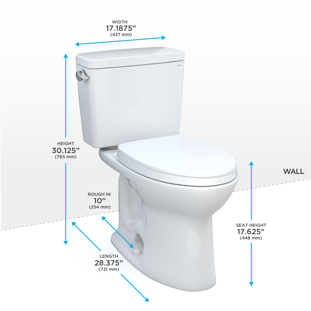TOTO® Drake® Two-Piece Elongated 1.28 GPF Universal Height TORNADO FLUSH ® Toilet with 10 Inch Rough-In, CEFIONTECT®,  and SoftClose® Seat, WASHLET®+ Ready, Cotton White - MS776124CEFG.10#01