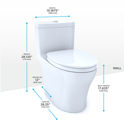 TOTO® Aquia® IV One-Piece Elongated Dual Flush 1.28 and 0.9 GPF Universal Height, WASHLET®+ Ready Toilet, Ebony- MS646124CEMFN#51