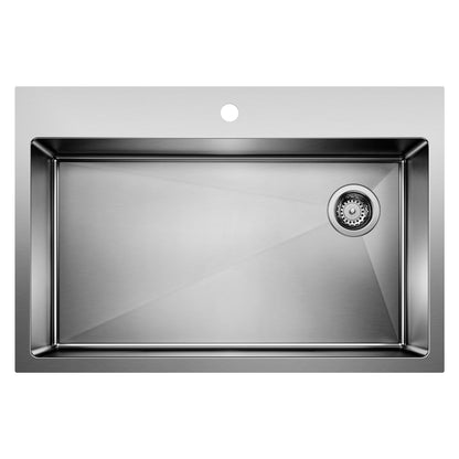 Quatrus R15 33" Super Single Bowl Dual Mount Stainless Steel Kitchen Sink - 524221