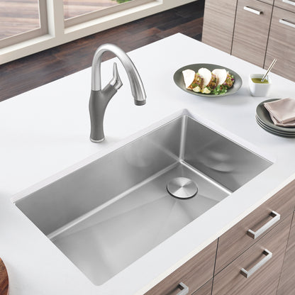 Quatrus R15 33" Super Single Bowl Dual Mount Stainless Steel Kitchen Sink - 524221