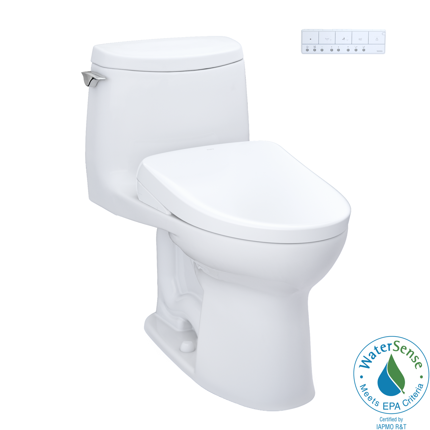 TOTO® WASHLET®+ UltraMax® II 1G® One-Piece Elongated 1.0 GPF Toilet and WASHLET®+ S7A Contemporary Bidet Seat, Cotton White - MW6044736CUFG#01