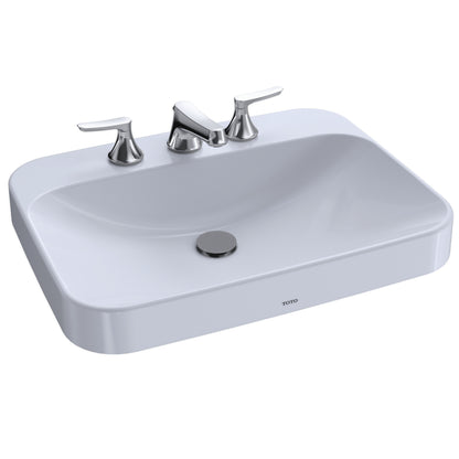 TOTO® Arvina™ Rectangular 23" Vessel Bathroom Sink with CEFIONTECT for 8 Inch Center Faucets, Cotton White - LT416.8G#01