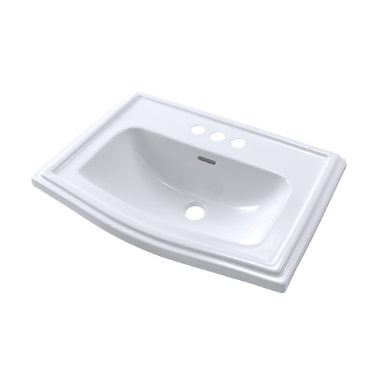 TOTO® Clayton® Rectangular Self-Rimming Drop-In Bathroom Sink for 4 Inch Center Faucets, Cotton White - LT781.4#01