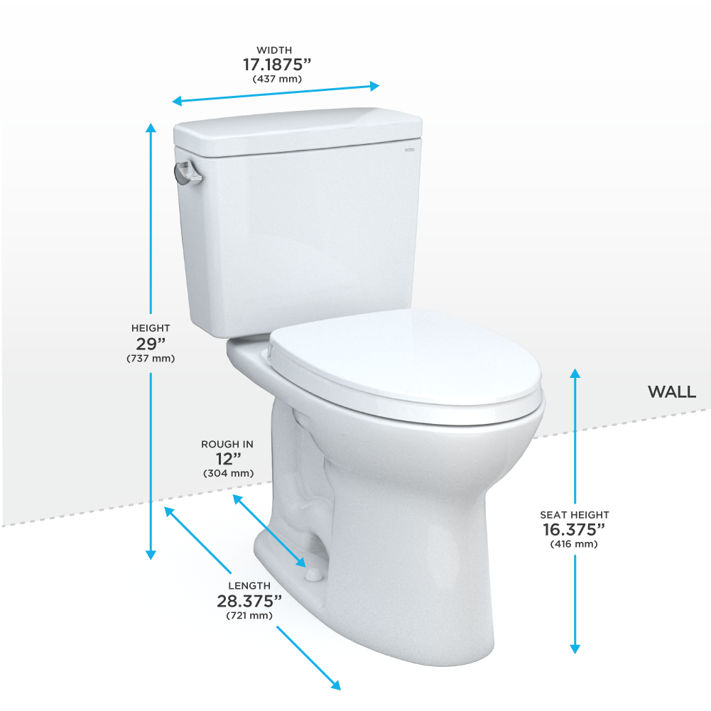 TOTO® Drake® Two-Piece Elongated 1.28 GPF TORNADO FLUSH® Toilet with CEFIONTECT® and SoftClose® Seat, WASHLET®+ Ready, Cotton White - MS776124CEG#01