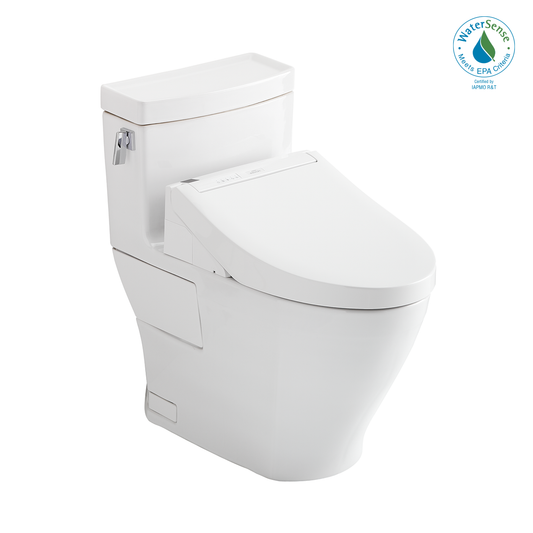 TOTO®WASHLET+® Legato One-Piece Elongated 1.28 GPF Toilet and WASHLET C5 Bidet Seat, Cotton White - MW6243084CEFG#01