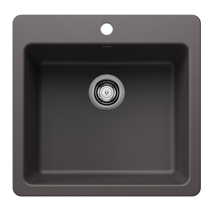 Liven Silgranit 21" Single Bowl Dual Mount Kitchen Sink - Anthracite - 443227