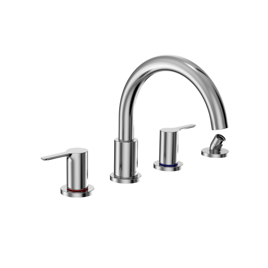 TOTO® LB Two-Handle Deck-Mount Roman Tub Filler Trim with Handshower, Polished Chrome - TBS01202U#CP