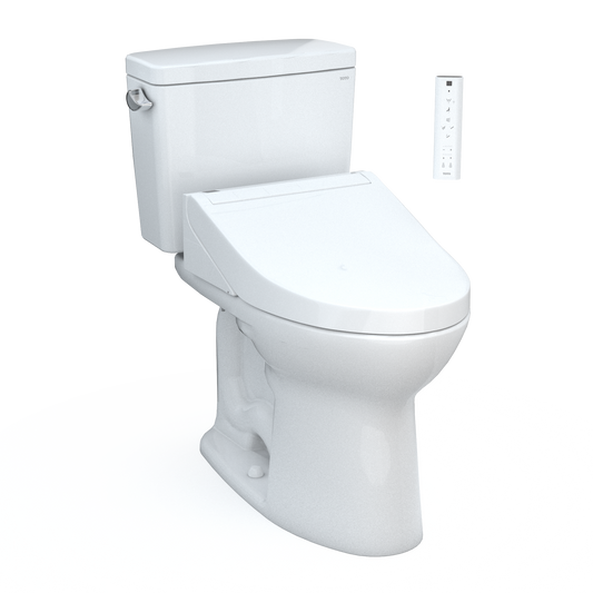 TOTO® Drake® WASHLET®+ Two-Piece Elongated 1.6 GPF Universal Height TORNADO FLUSH® Toilet with C5 Bidet Seat, 10 Inch Rough-In, Cotton White - MW7763084CSFG.10#01