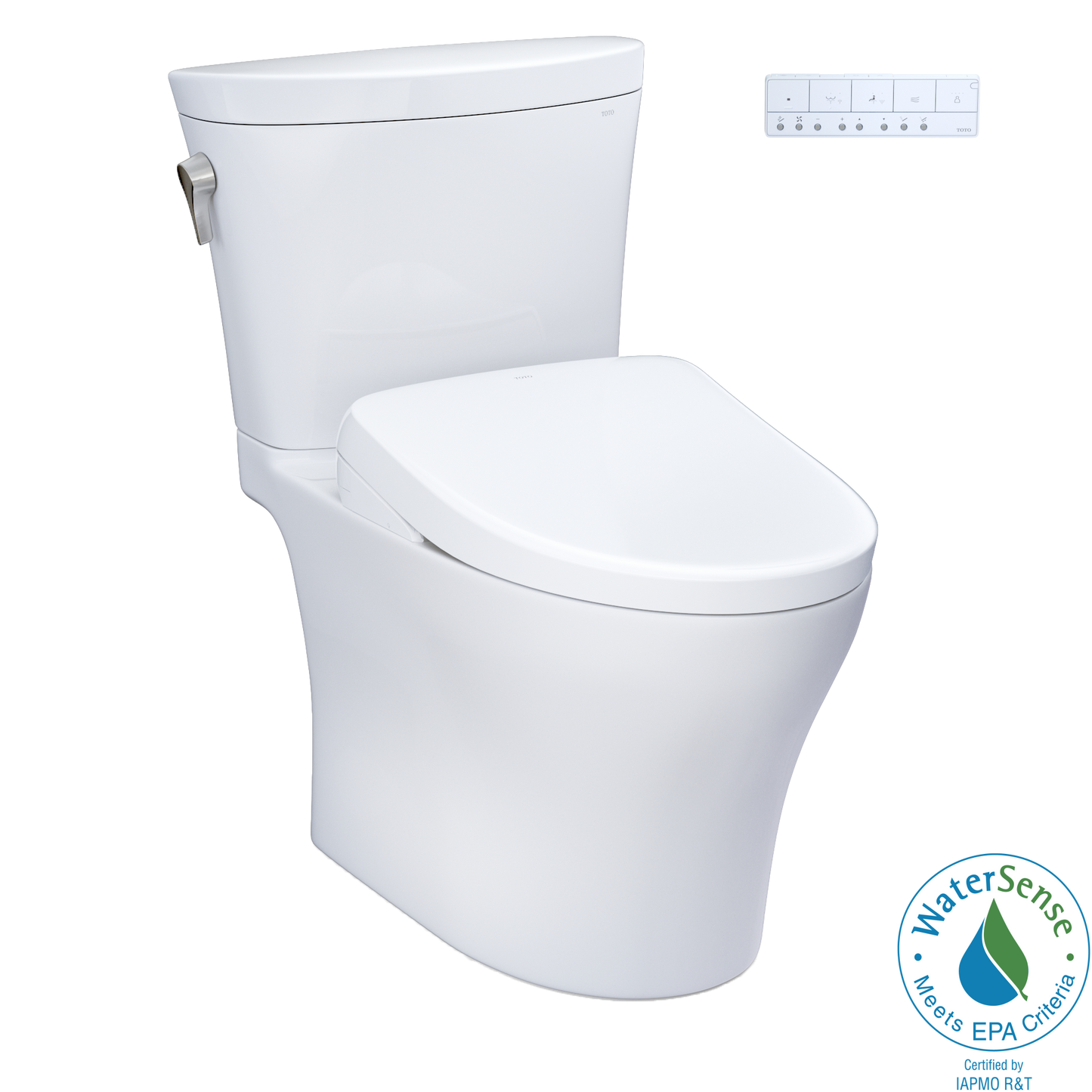 TOTO® WASHLET®+ Aquia IV® Arc Two-Piece Elongated Dual Flush 1.28 and 0.9 GPF Toilet with S7 Contemporary Bidet Seat, Cotton White - MW4484726CEMFGN#01