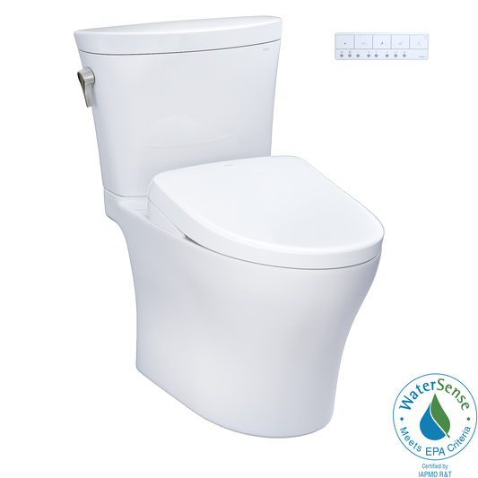 TOTO® WASHLET®+ Aquia IV® Arc Two-Piece Elongated Dual Flush 1.28 and 0.9 GPF Toilet with S7 Contemporary Bidet Seat, Cotton White - MW4484726CEMFGN#01