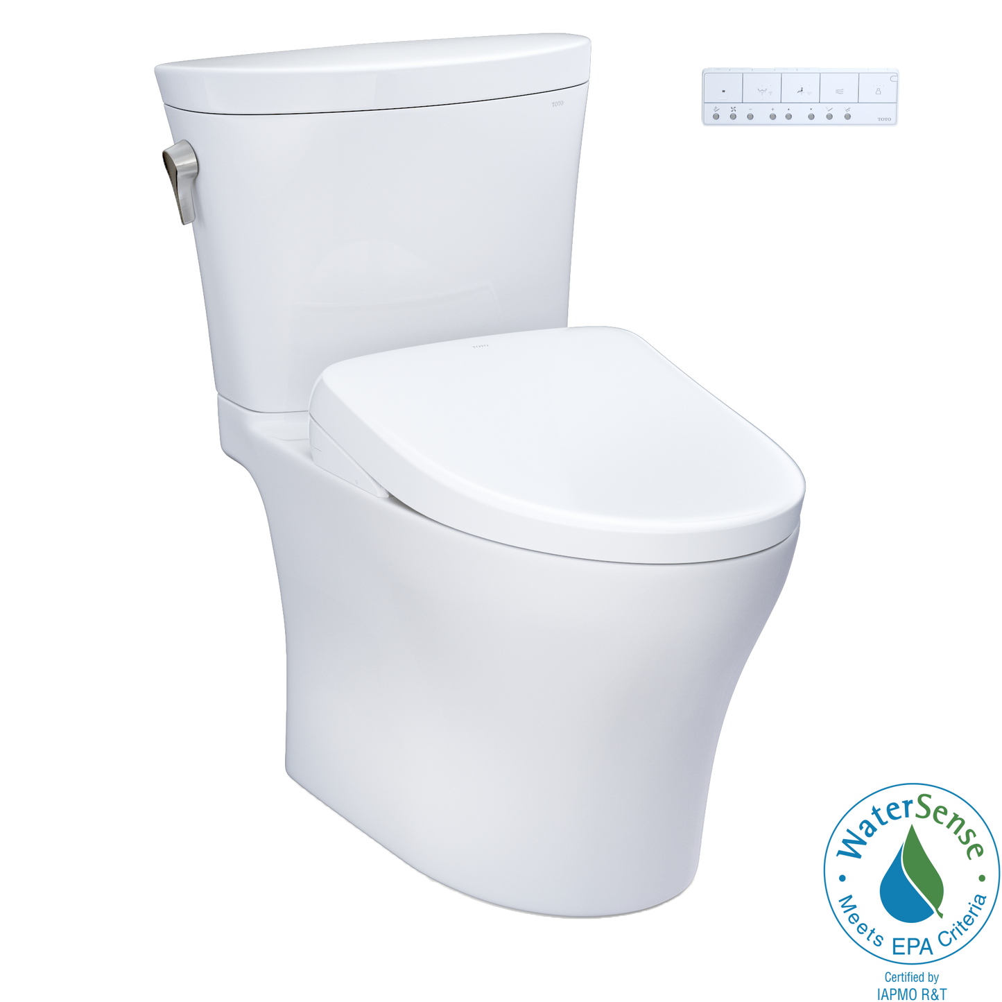 TOTO® WASHLET®+ Aquia IV® Arc Two-Piece Elongated Dual Flush 1.28 and 0.9 GPF Toilet with Auto Flush S7 Contemporary Bidet Seat, Cotton White - MW4484726CEMFGNA#01