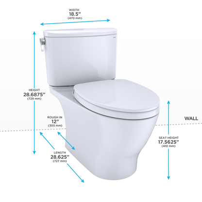 TOTO® Nexus® Two-Piece Elongated 1.28 GPF Universal Height Toilet with CEFIONTECT® and SS124 SoftClose Seat, WASHLET®+ Ready - MS442124CEFG