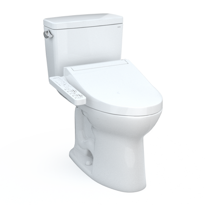 TOTO® Drake® WASHLET®+ Two-Piece Elongated 1.6 GPF Universal Height TORNADO FLUSH® Toilet with C2 Bidet Seat, Cotton White - MW7763074CSFG#01