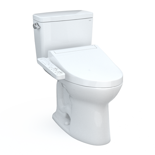 TOTO® Drake® WASHLET®+ Two-Piece Elongated 1.6 GPF Universal Height TORNADO FLUSH® Toilet with C2 Bidet Seat, Cotton White - MW7763074CSFG#01