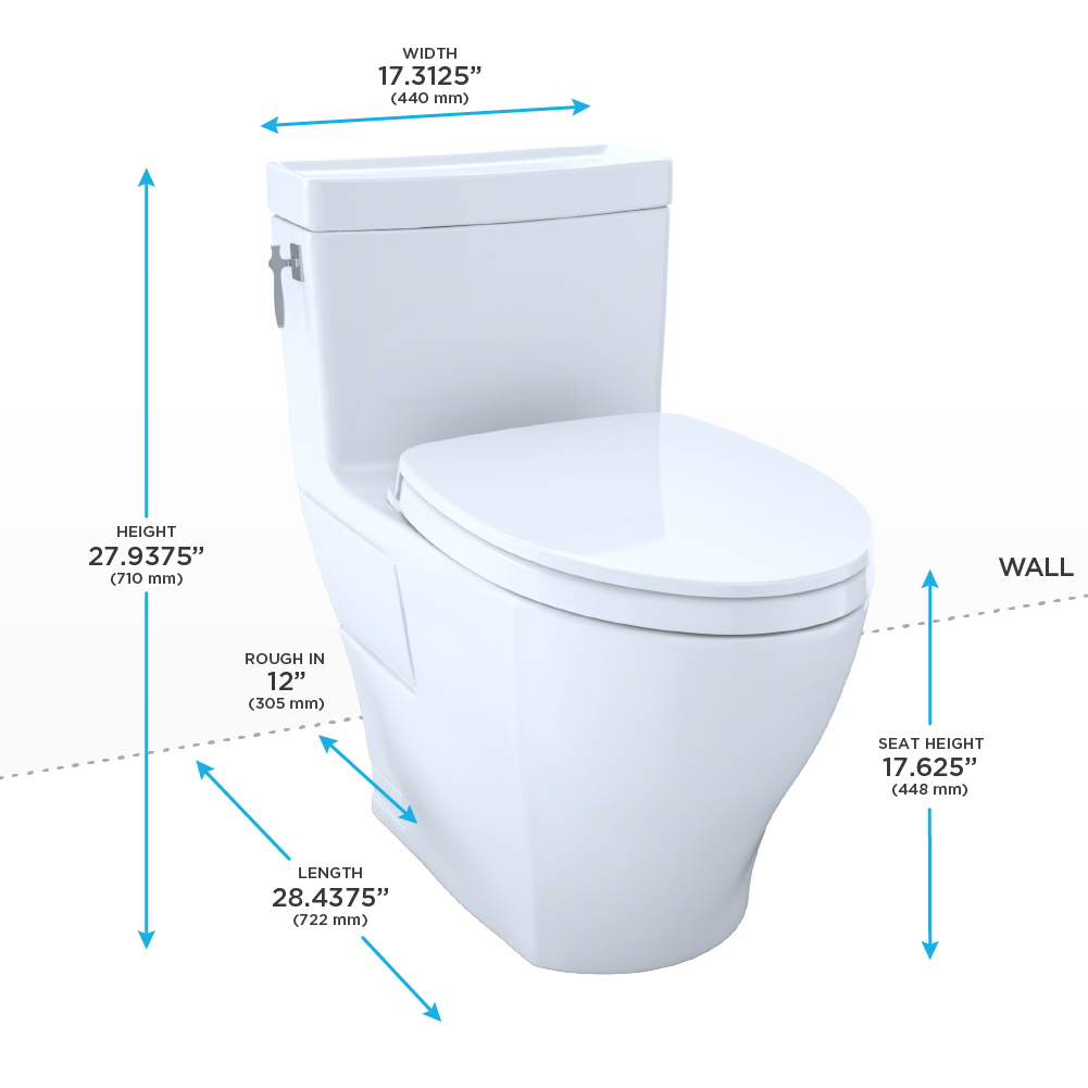 TOTO Aimes WASHLET+ One-Piece Elongated 1.28 GPF Universal Height Skirted Toilet with CEFIONTECT - MS626124CEFG