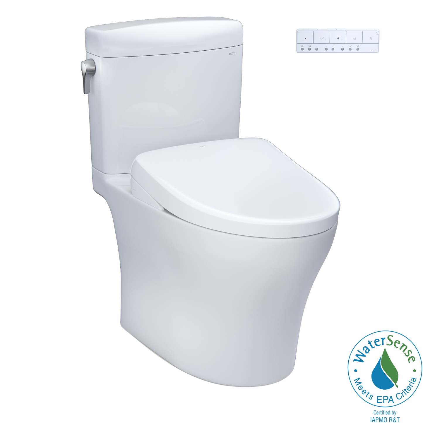 TOTO® WASHLET®+ Aquia IV® Cube Two-Piece Elongated Dual Flush 1.28 and 0.9 GPF Toilet with S7A Contemporary Bidet Seat, Cotton White - MW4364736CEMFGN#01