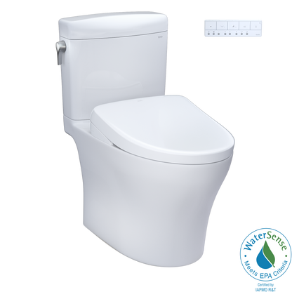 TOTO® WASHLET®+ Aquia IV® Cube Two-Piece Elongated Dual Flush 1.28 and 0.9 GPF Toilet with S7A Contemporary Bidet Seat, Cotton White - MW4364736CEMFGN#01