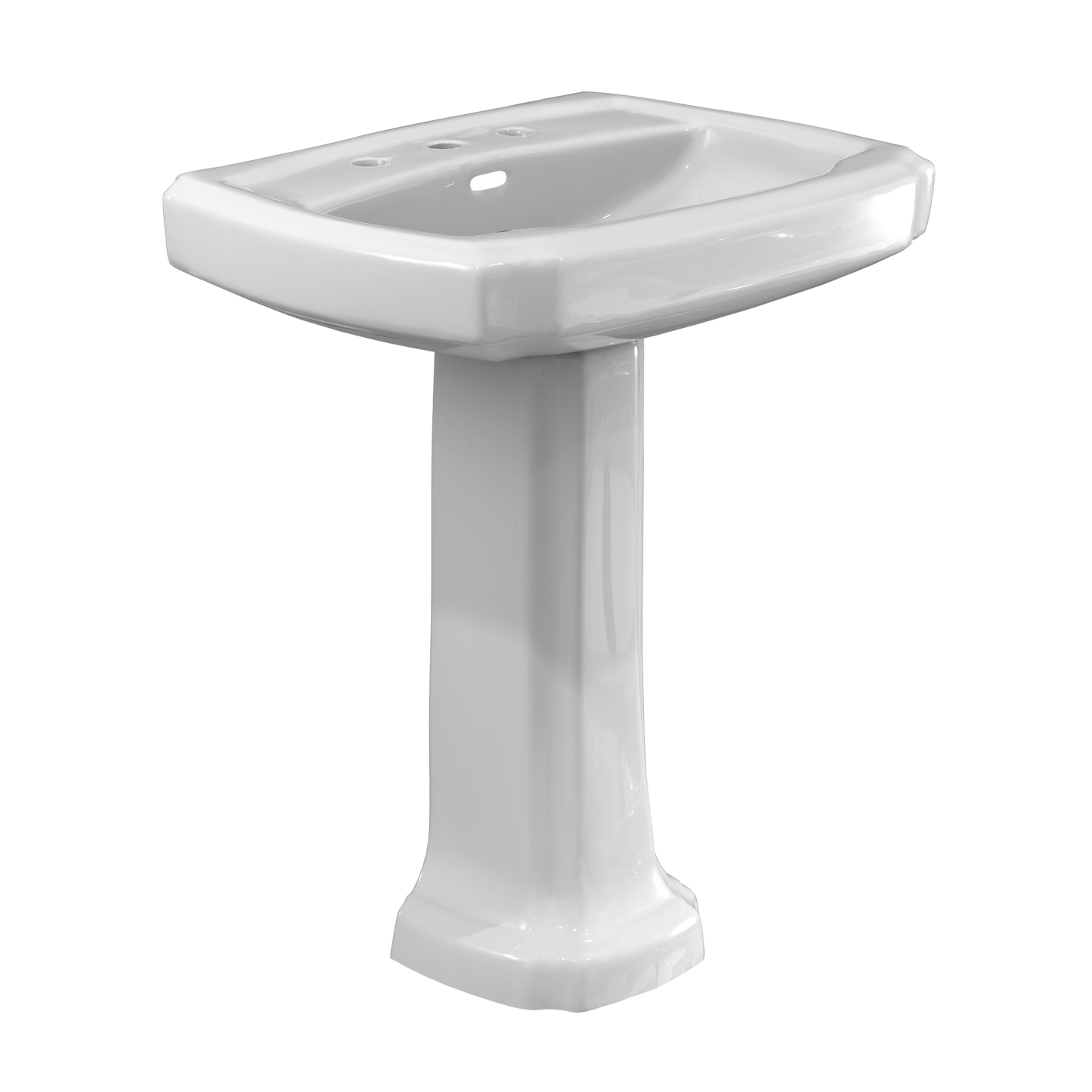 TOTO® Guinevere® 27-1/8" x 19-7/8" Rectangular Pedestal Bathroom Sink for 8 Inch Center Faucets, Cotton White - LPT970.8#01