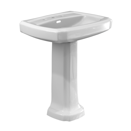 TOTO® Guinevere® 27-1/8" x 19-7/8" Rectangular Pedestal Bathroom Sink for 8 Inch Center Faucets, Cotton White - LPT970.8#01