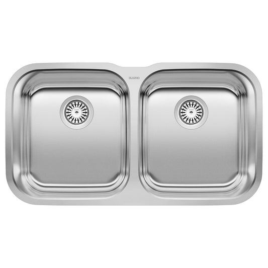 Stellar 33" 50/50 Double Bowl Undermount Stainless Steel Kitchen Sink - 441020