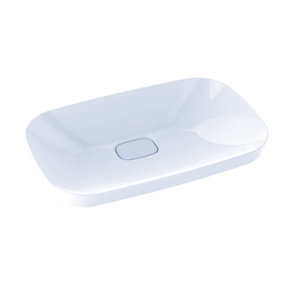 TOTO® Neorest® Kiwami® Rectangular Semi-Recessed Fireclay Vessel Bathroom Sink with CEFIONTECT, Cotton White - LT995G#01
