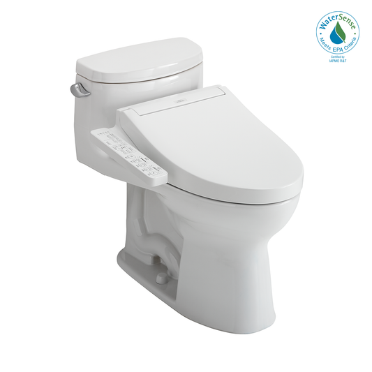 TOTO® WASHLET+® Supreme® II One-Piece Elongated 1.28 GPF Toilet and WASHLET+® C2 Bidet Seat, Cotton White - MW6343074CEFG#01