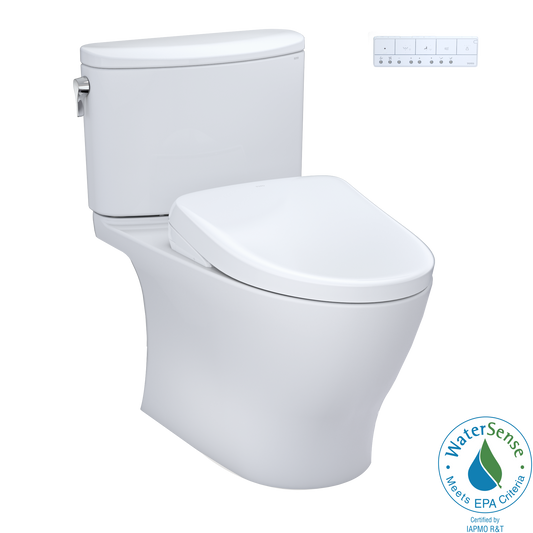TOTO® WASHLET®+ Nexus® Two-Piece Elongated 1.28 GPF Toilet with Auto Flush S7 Contemporary Bidet Seat, Cotton White - MW4424726CEFGA#01