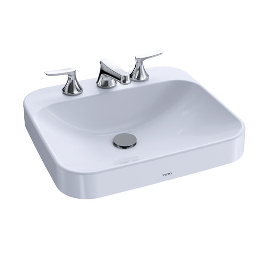 TOTO® Arvina™ Rectangular 20" Vessel Bathroom Sink with CEFIONTECT for 4 Inch Center Faucets, Cotton White - LT415.4G#01
