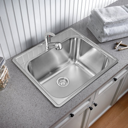 Essential 25" Single Bowl Drop-In Stainless Steel Laundry Sink - 1 Hole - 441078