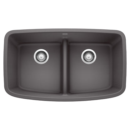 Valea Silgranit 32" 50/50 Double Bowl Undermount Kitchen Sink with Low Divide - Anthracite - 442200