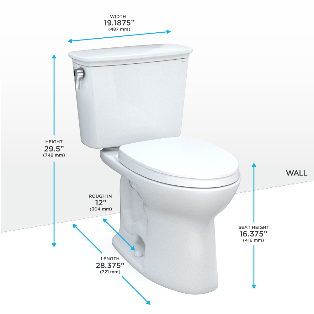 TOTO® Drake® Transitional Two-Piece Elongated 1.28 GPF TORNADO FLUSH® Toilet with CEFIONTECT® and SoftClose® Seat, WASHLET®+ Ready, Cotton White - MS786124CEG#01