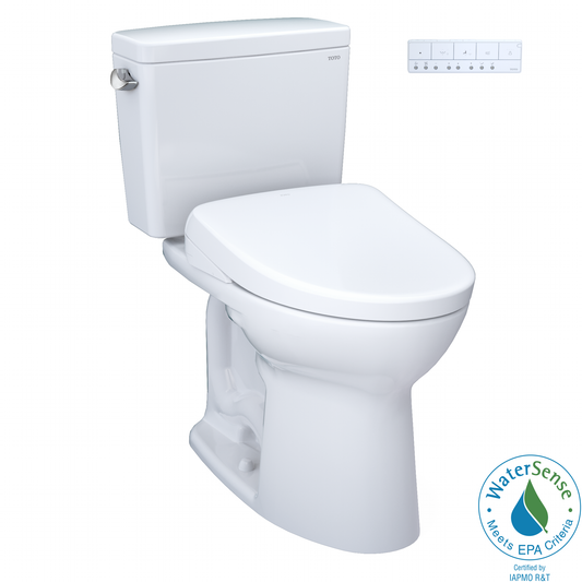 TOTO® Drake® WASHLET®+ Two-Piece Elongated 1.6 GPF Universal Height TORNADO FLUSH® Toilet with S7A Contemporary Bidet Seat, Cotton White - MW7764736CSFG#01